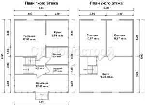 Дом «Глебов» 6х8 м